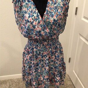 BCBGMaxAzria Blue and Pink Floral Dress Size M